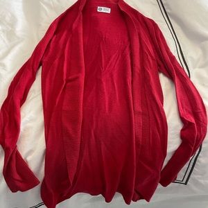 Red cardigan